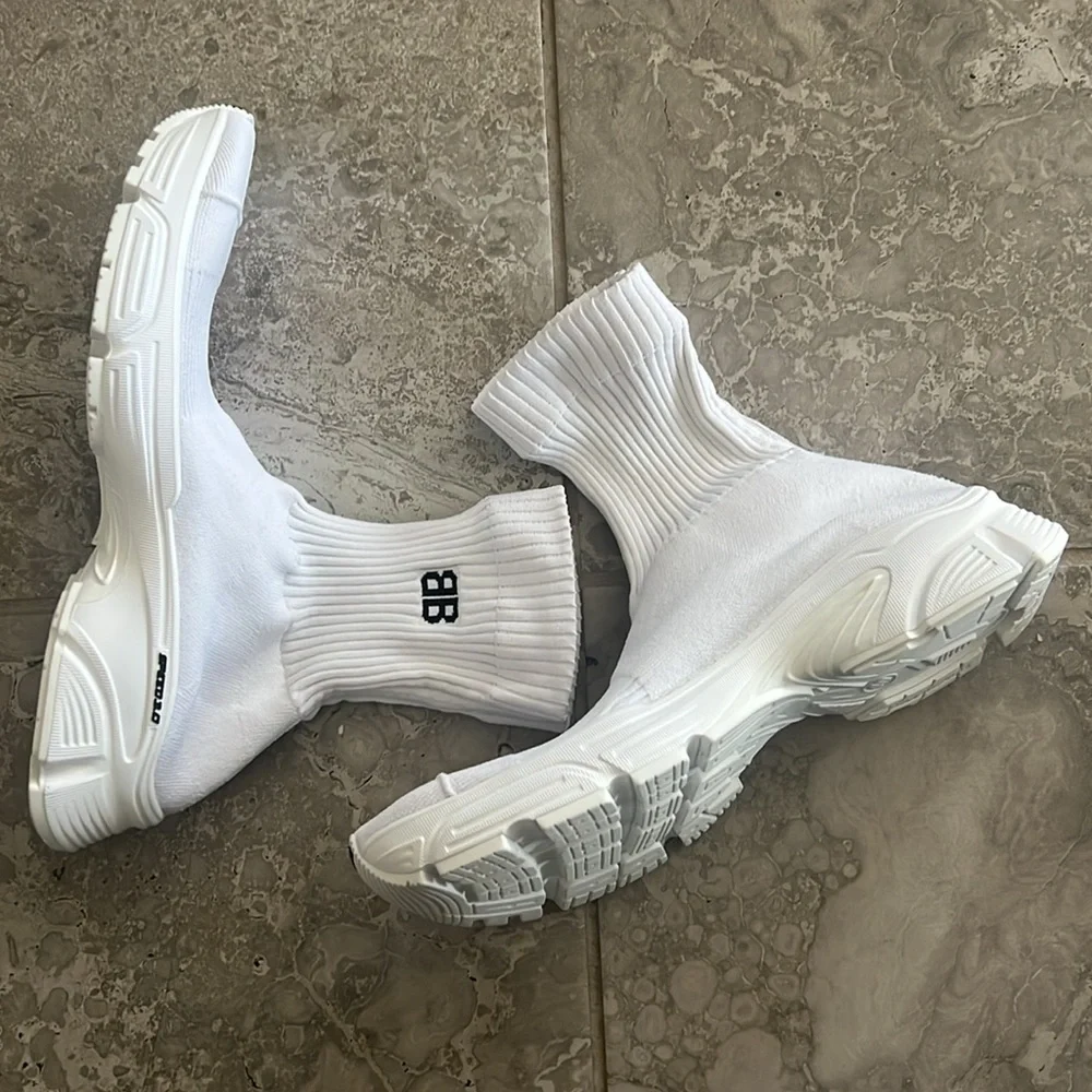 Balenciaga Speed 3.0 Knit High Top Sock Sneakers in White, Size 40 NEW in Box - Picture 9 of 16